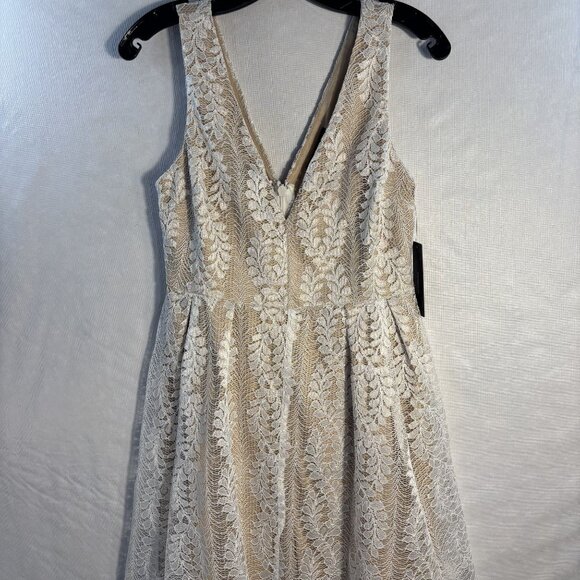 Lulus Dresses & Skirts - Lulus White & Beige Lace V-Neck Sleeveless Dress